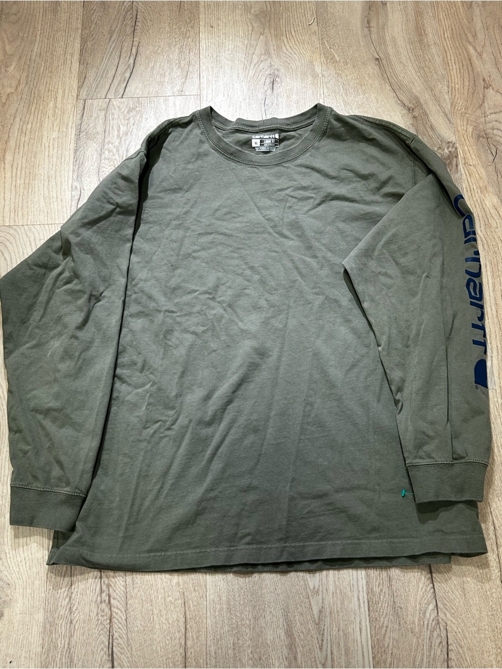 Carhartt Olive Long Sleeve Crewneck Tee with Sleeve Logo